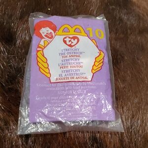 Ty Stretchy Ostrich Toy with Purple and Yellow Packaging